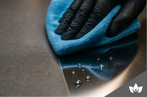 El Zeracar-Dry es una solución polinizadora para láminas que proporciona alto brillo, repelencia al agua y menor acumulación de polvo. Facilita el mantenimiento mediante repulido rápido sin dañar el material. Ideal para láminas metálicas, laminadas, acrílicas o policarbonato, garantiza superficies protegidas, limpias y estéticamente impecables en diversas aplicaciones.